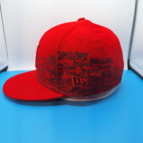 Vintage Atlanta Braves Wool Hat Cap Fitted 7 1/8 Fitted New Era 59Fifty Red - Picture 3 of 9